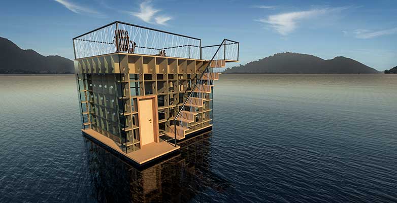 casa in legno galleggiante